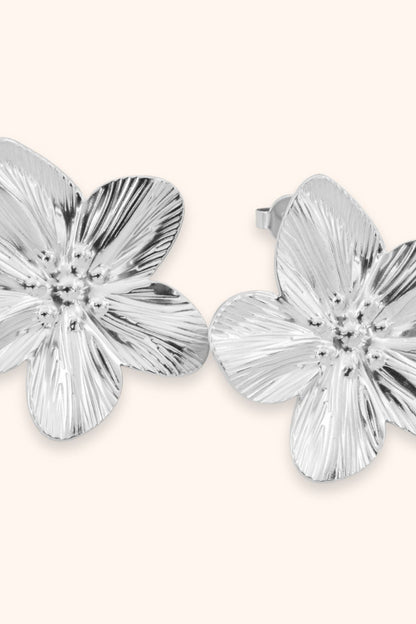 Statement bloem oorbellen Zilver Oorbellen