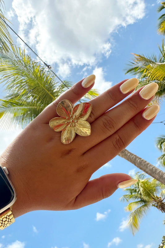 Grote Bloem Ring Goud