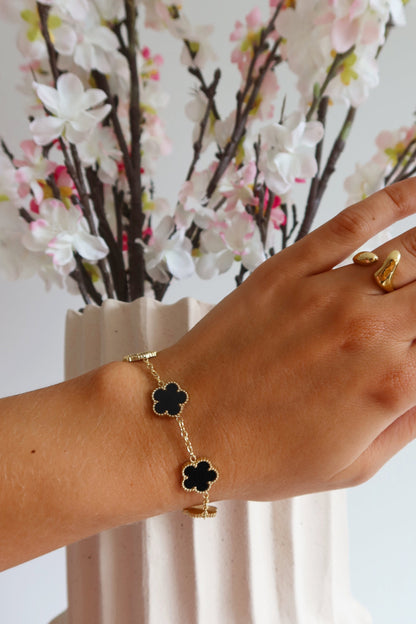 Klaver Armband Goud - Zwart