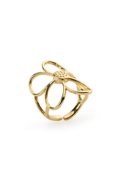 Lucky - Outline Flower Ring Gold Rings