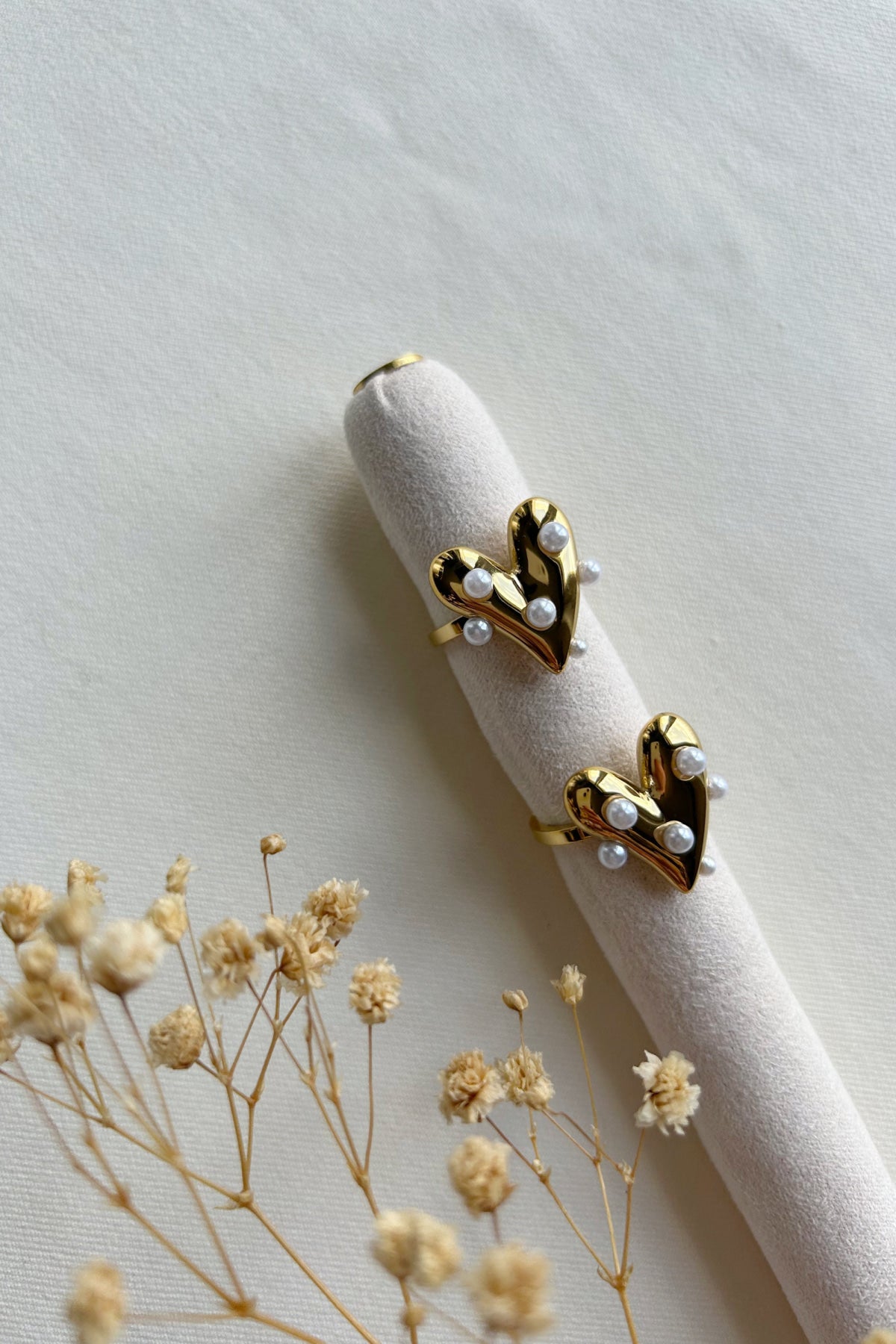 Parel hart ring goud 17