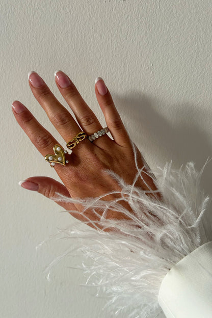 Parel hart ring goud 17