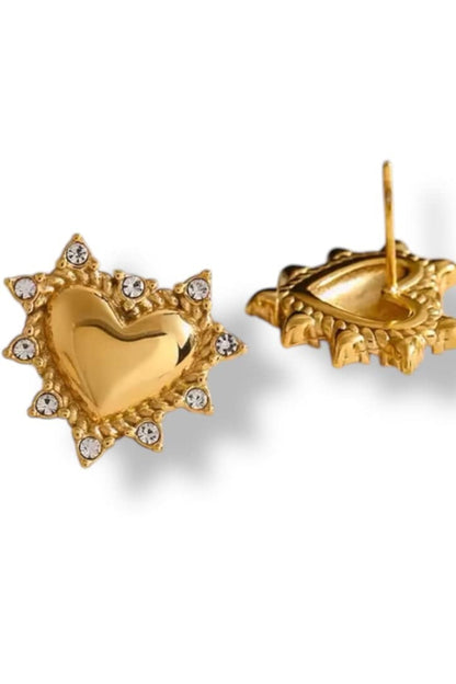 Goude spike hartjes oorbellen Earrings