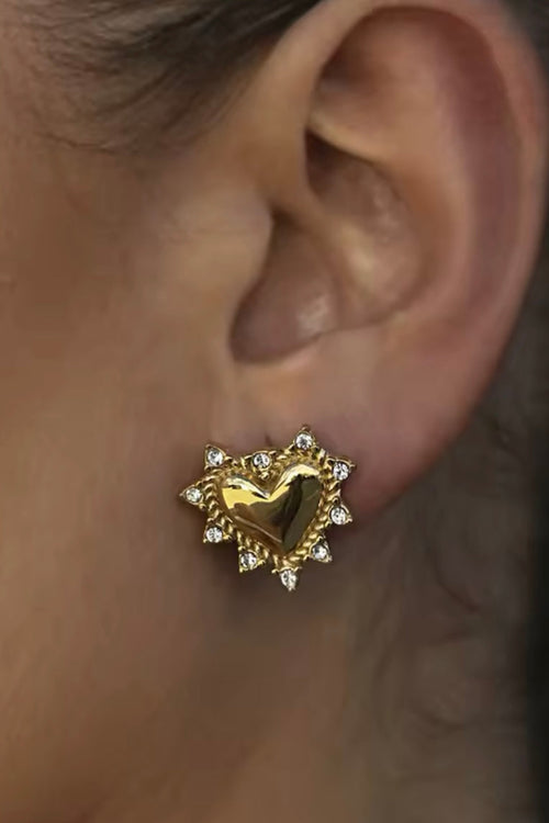 Goude spike hartjes oorbellen Earrings