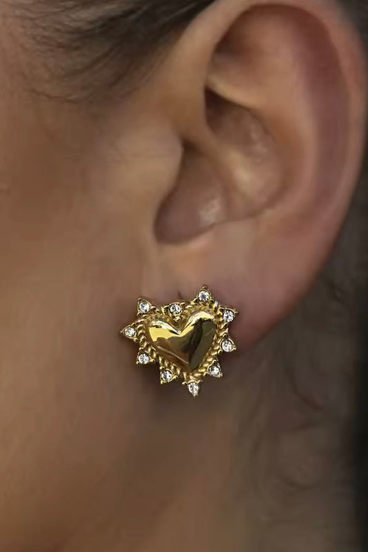 Goude spike hartjes oorbellen Earrings
